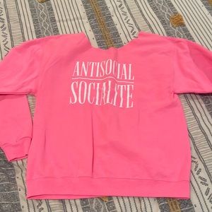 Anti-Social Socialite Sweatshirt - Neon Pink Cutout neck